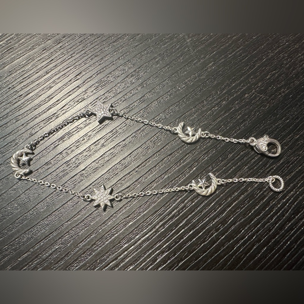 JUDITH RIPKA Classic Sterling Silver Moon and Star Anklet Bracelet